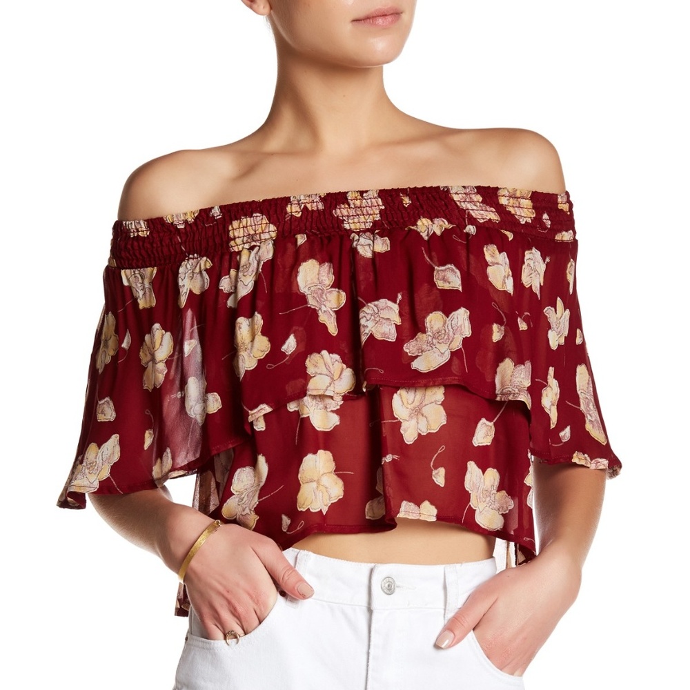 NWT Flynn Skye Athens Top in Sheer Garnet